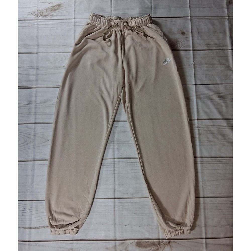 Nike Sportswear Joggers Womens XS Tan Beige Drawstring Cuffed Sweatpants Cotton